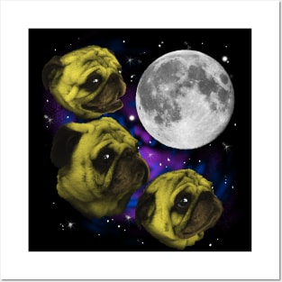 Three Pug Moon Posters and Art